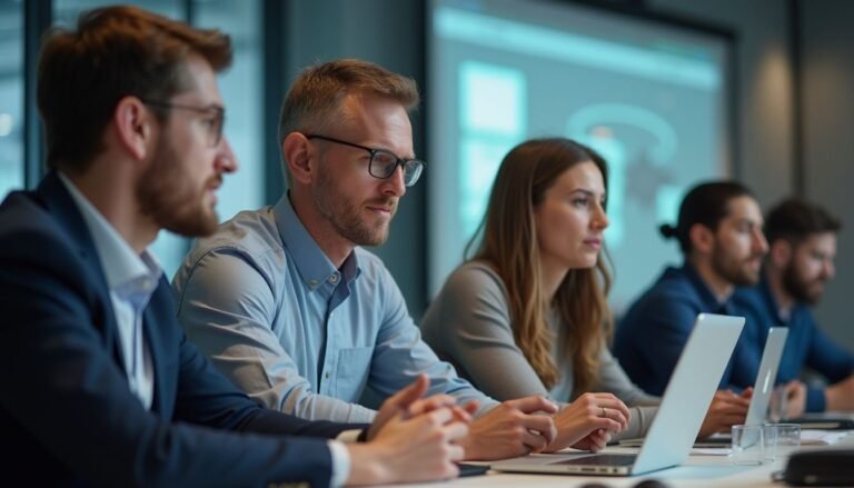 Network Security Awareness Training: Why It’s Critical For Your Business In 2025 Employees learning about network security awareness in a training session